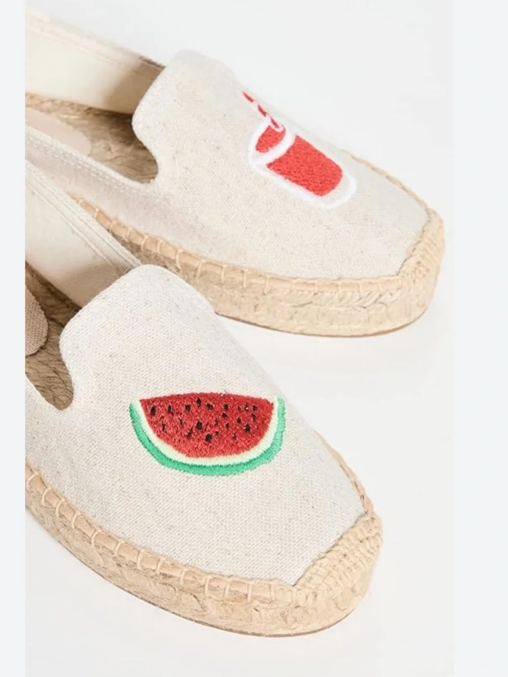 Soludos Watermelon Juice Platform Espadrilles natural sand patch novelty 8.5 new